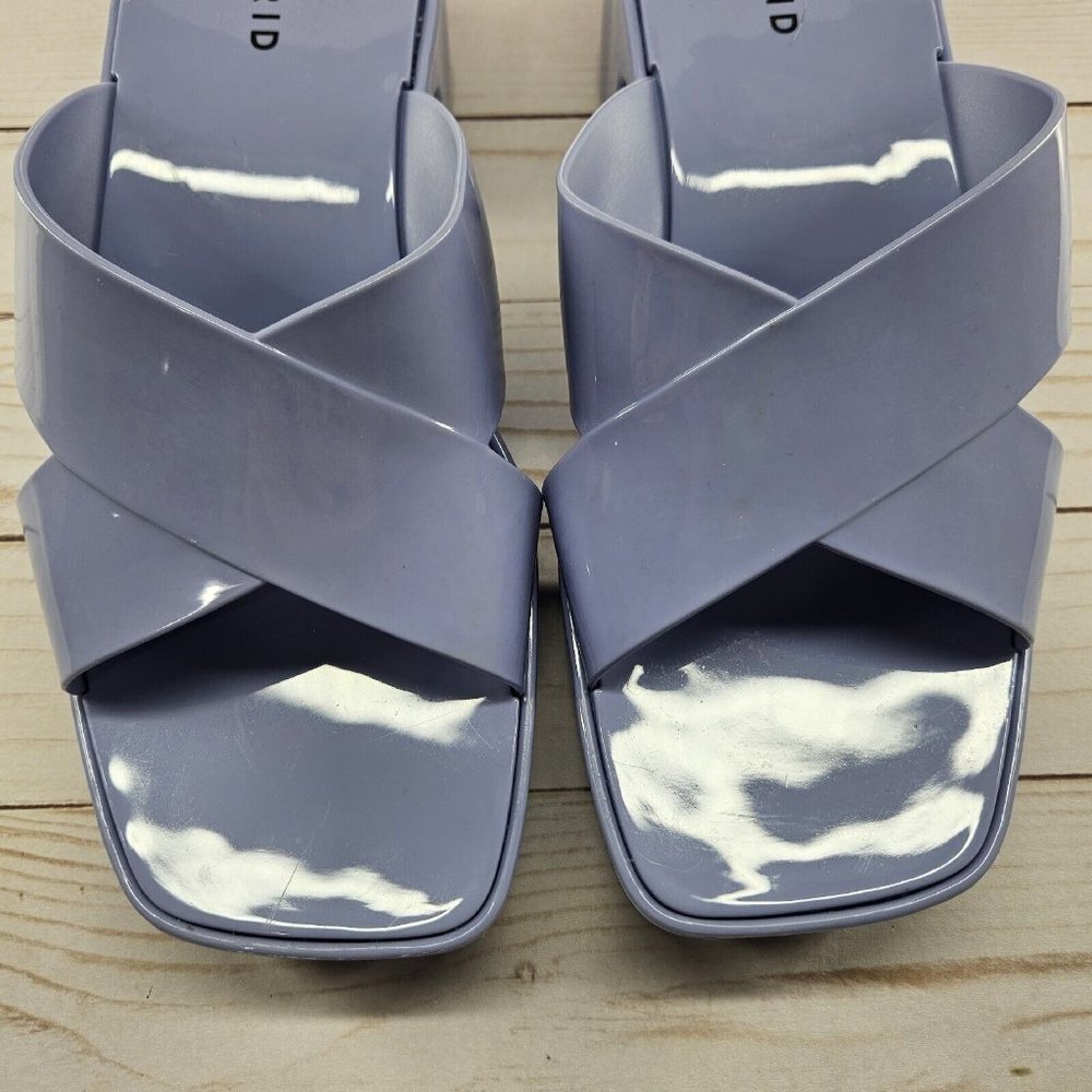 Torrid Womens Periwinkle Blue Y2K Chunky Heel Jelly Criss Cross Heel Sandals 8WW - Picture 7 of 16